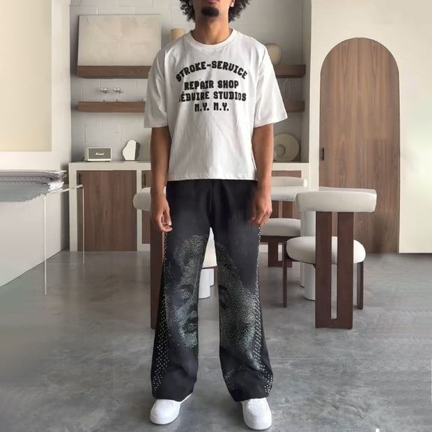 Casual Letter Printed T-Shirt Sweatpants Two Piece Set