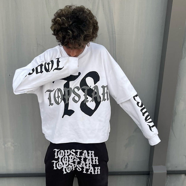 Hip Hop Street Fake Two Piece Long Sleeve T-Shirt
