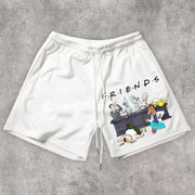 Trendy retro cartoon print shorts