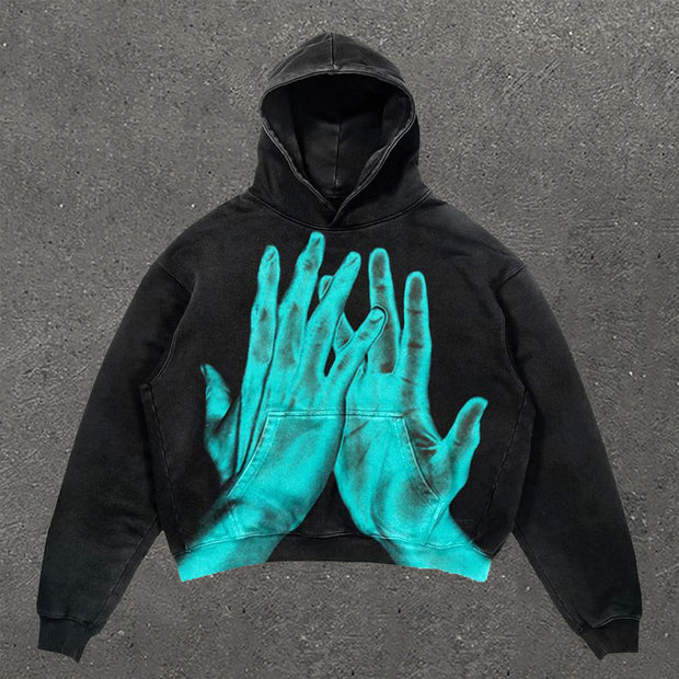 Hand Print Long Sleeve Hoodie