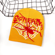Love spider web jacquard knitted hat