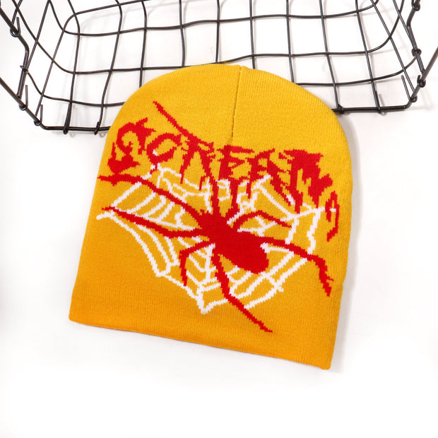 Love spider web jacquard knitted hat
