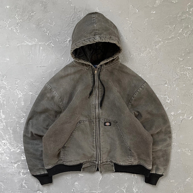 Retro distressed lined hooded jacket