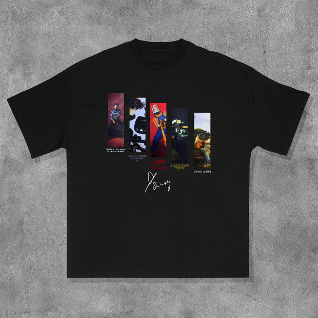 Fashion Music Album Print Short Sleeve T-Shirt