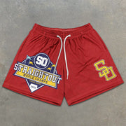 Slogan Graphic Print Elastic Shorts
