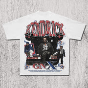 Casual Street Hip-Hop Rap Print Heavyweight T-shirt