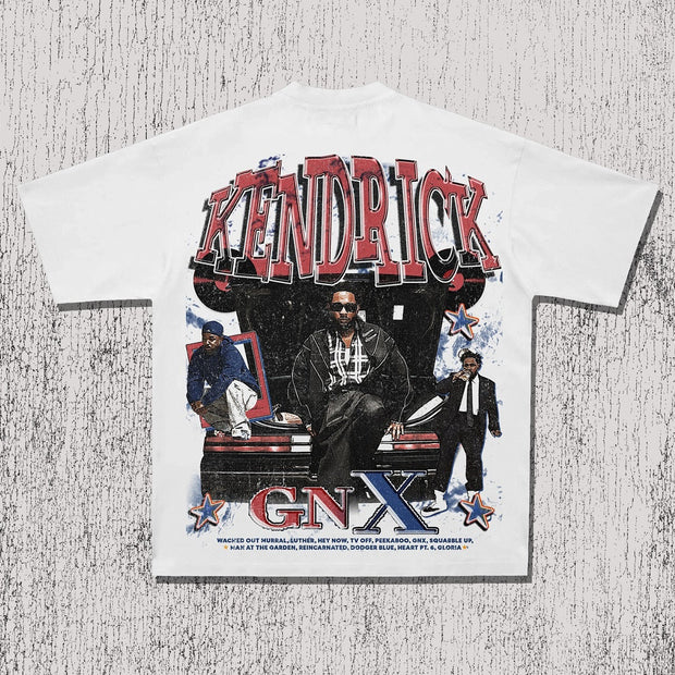 Casual Street Hip-Hop Rap Print Heavyweight T-shirt