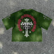 Prayer print casual street T-shirt