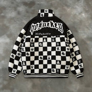 Personalized trendy brand sign a pattern high-neck fleece thick coat