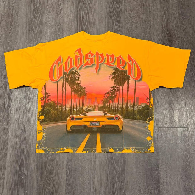 Fashion Godspeed Print Short Sleeve T-Shirt