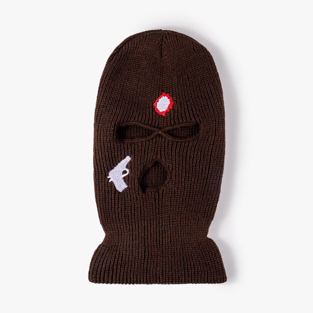 Street Couple Embroidered Three-Hole Beanie