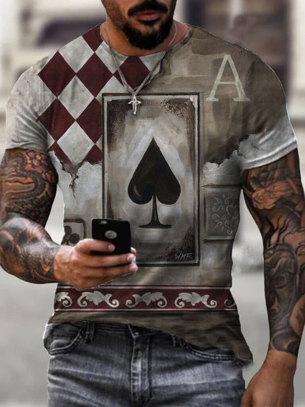 Casual round neck short sleeve digital printed T-shirt