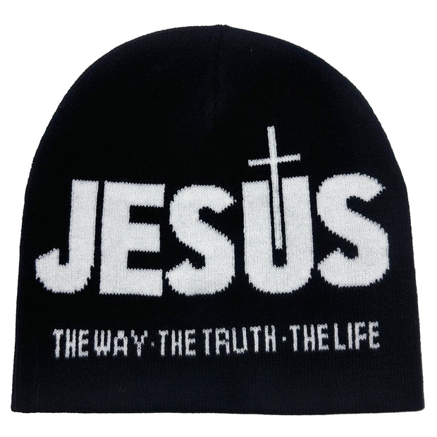 JESUS jacquard knitted hat