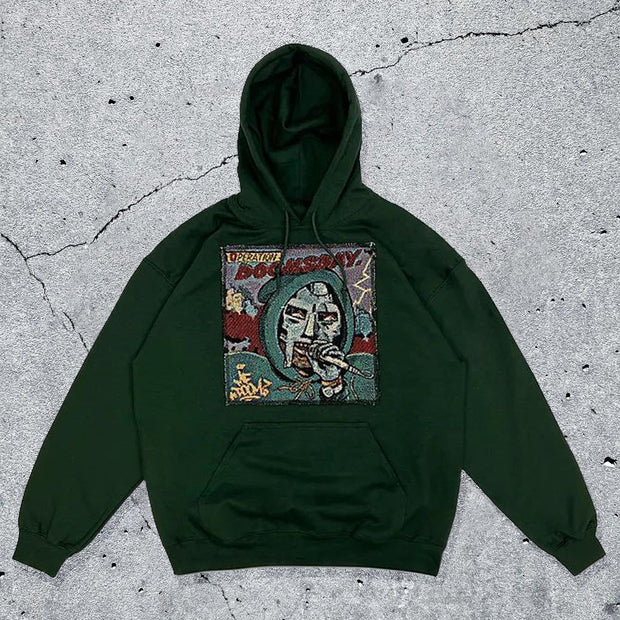 Casual Mask Album Print Long Sleeve Hoodies