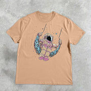 Astronaut Swing Retro Print Short Sleeve T-Shirt