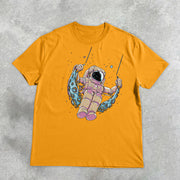 Astronaut Swing Retro Print Short Sleeve T-Shirt