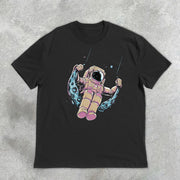 Astronaut Swing Retro Print Short Sleeve T-Shirt