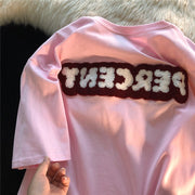 Jew4room Flocking Embroidered Loose Short Sleeve T-Shirt