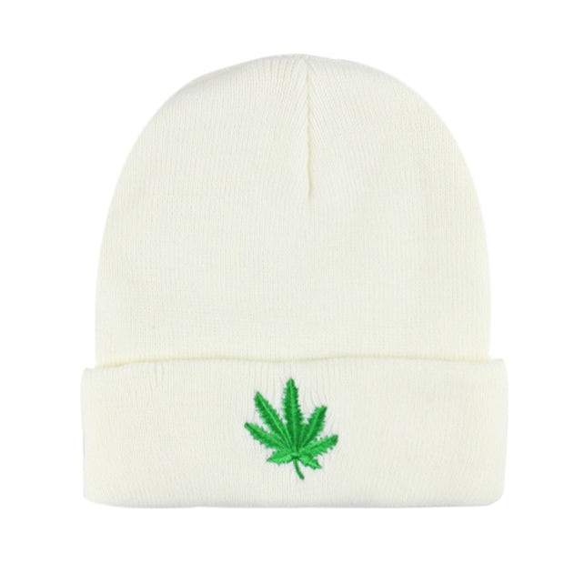 Maple Leaf Embroidered Knitted Hat Pullover Hat Hip Hop Woolen Hat