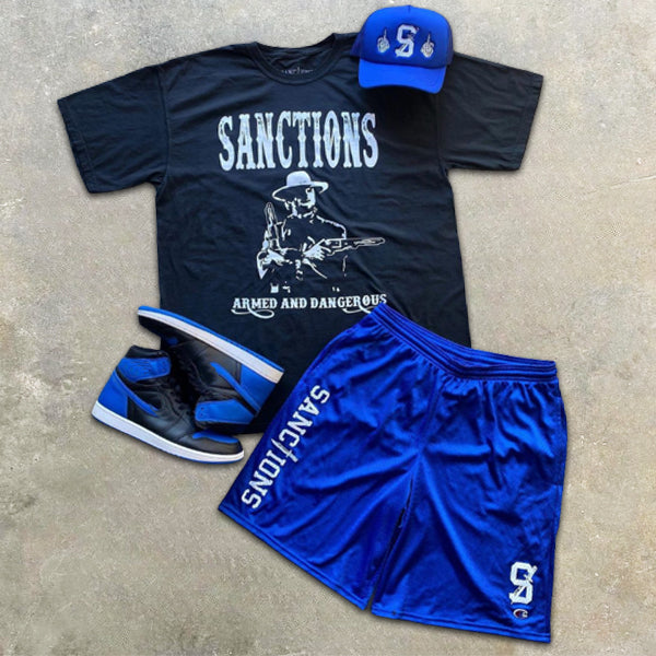 Slogan Graphic Print Short Sleeve Two-Piece Shorts