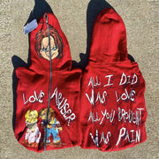 Street style printed long-sleeved zipper sweatshirt jacket