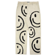 Casual smiley face corduroy printed fashion straight-leg pants