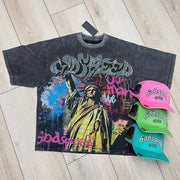 Washed Crew Neck Statue of Liberty T-Shirt