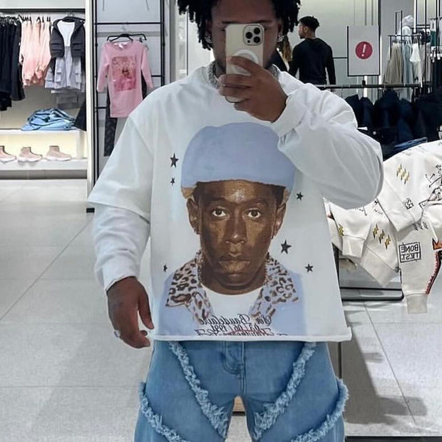 Casual street hip-hop rap printed cotton T-shirt