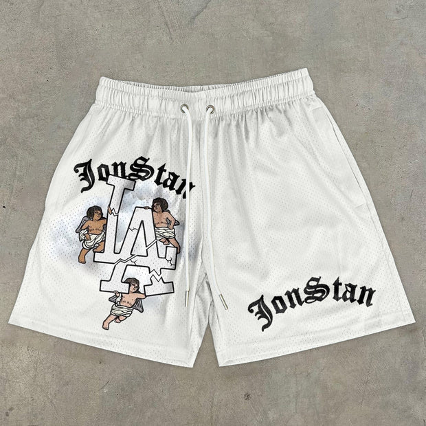Trendy Angel Print Shorts