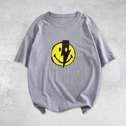Lightning smiley print short-sleeved T-shirt