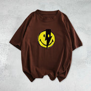 Lightning smiley print short-sleeved T-shirt