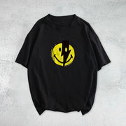 Lightning smiley print short-sleeved T-shirt