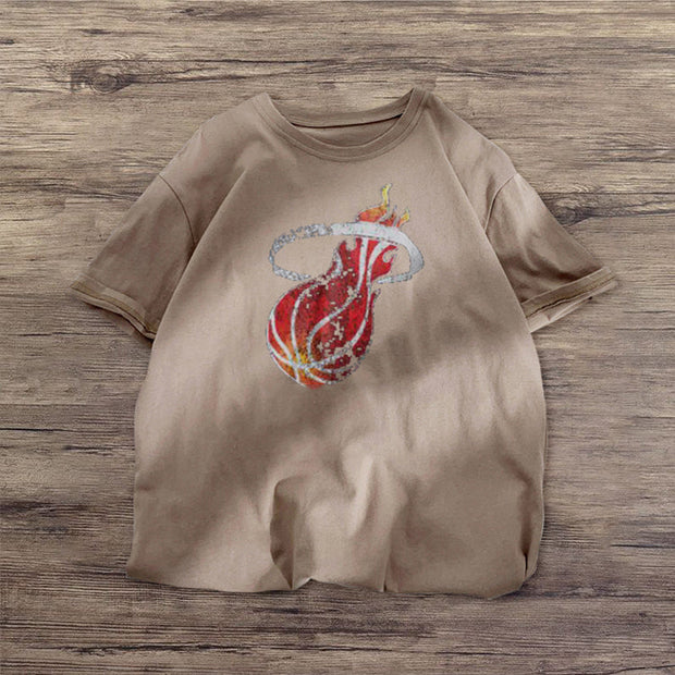 Fashion sports print short-sleeved T-shirt