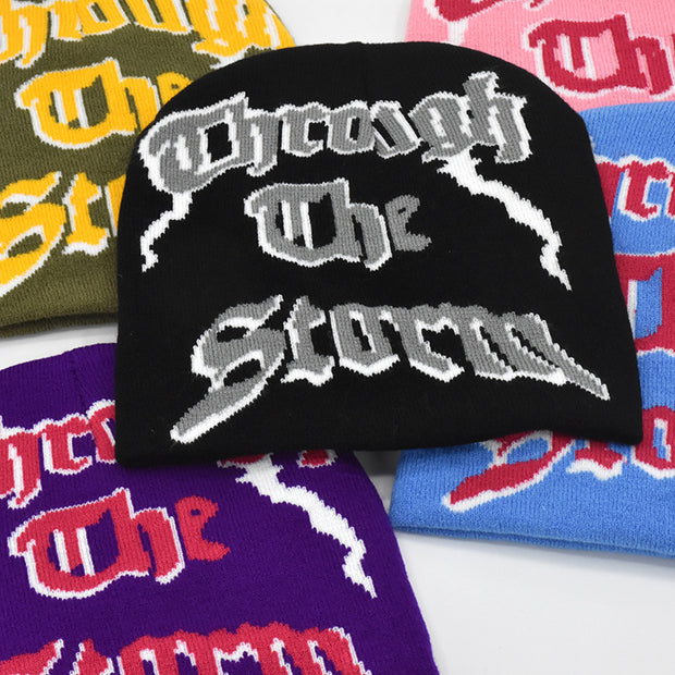 woolen hat knitted jacquard letter knitted hat