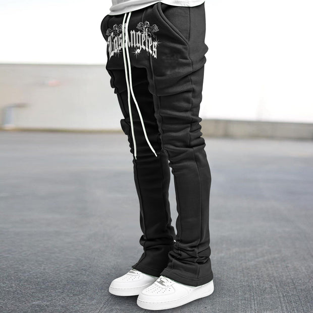 Retro Hip Hop LA Print Flared Pants