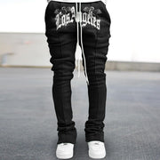 Retro Hip Hop LA Print Flared Pants