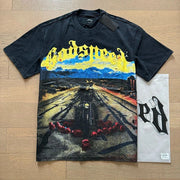 Motorcycle Skull Print Crew Neck T-Shirt