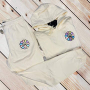 Tongue out sunflower casual street sports suit