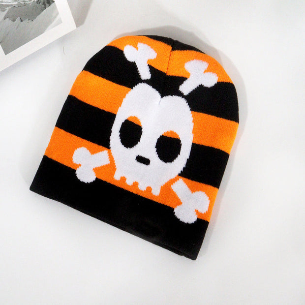 Striped skull knitted hat fashionable casual hat