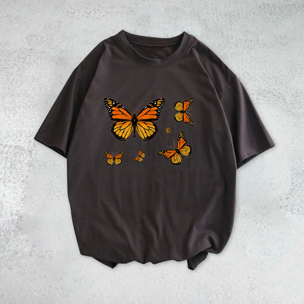 Retro butterfly casual short-sleeved T-shirt