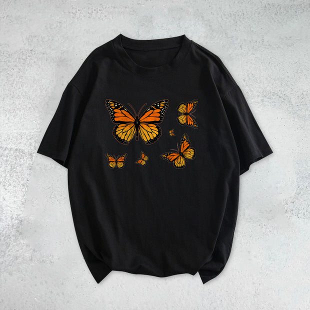 Retro butterfly casual short-sleeved T-shirt