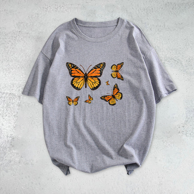 Retro butterfly casual short-sleeved T-shirt