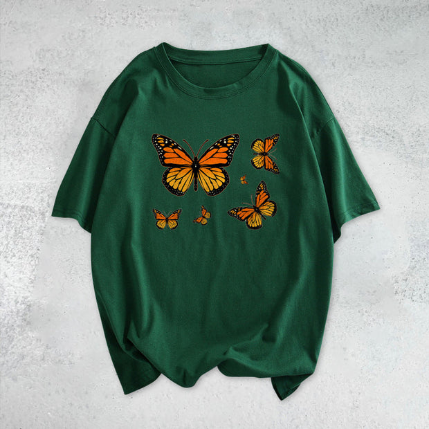 Retro butterfly casual short-sleeved T-shirt