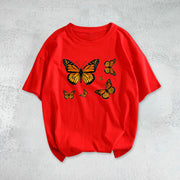 Retro butterfly casual short-sleeved T-shirt