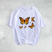 Retro butterfly casual short-sleeved T-shirt