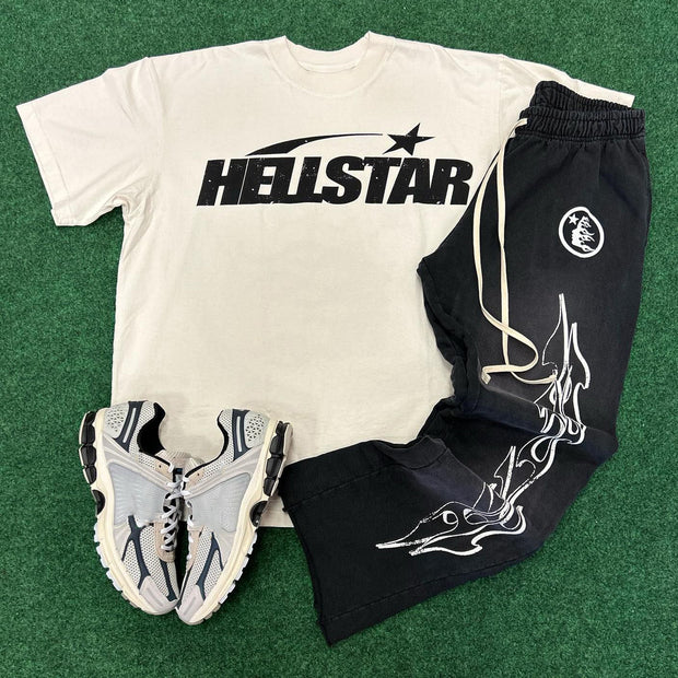 Basic Letters Print T-shirt Sweatpants Two Piece Set