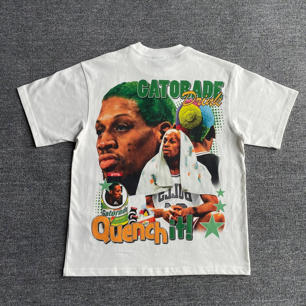 Casual sports college style printed T-shirt