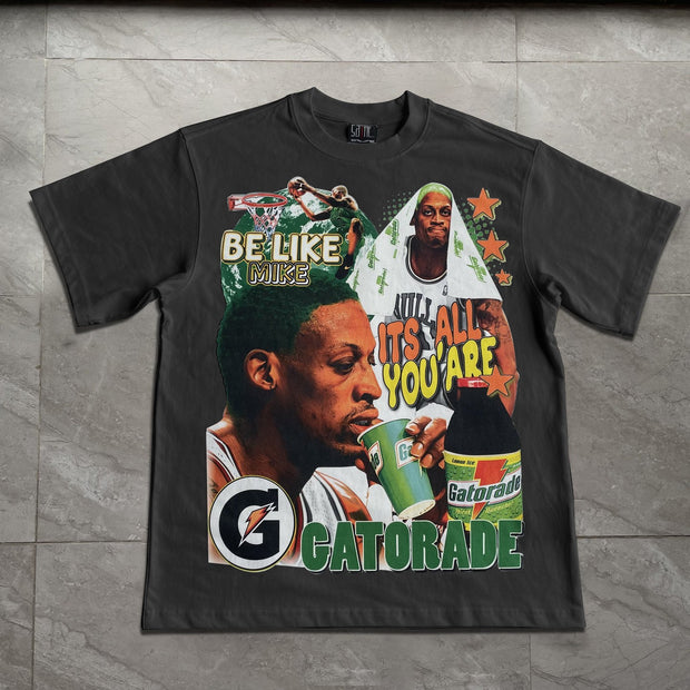 Casual sports college style printed T-shirt