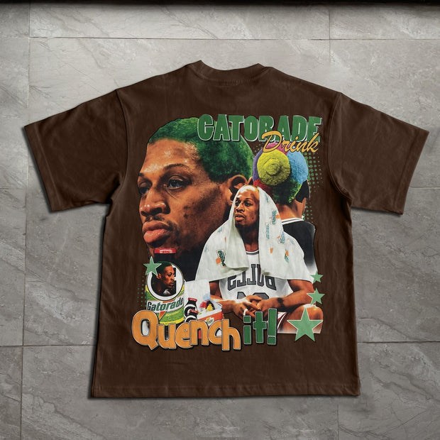 Casual sports college style printed T-shirt