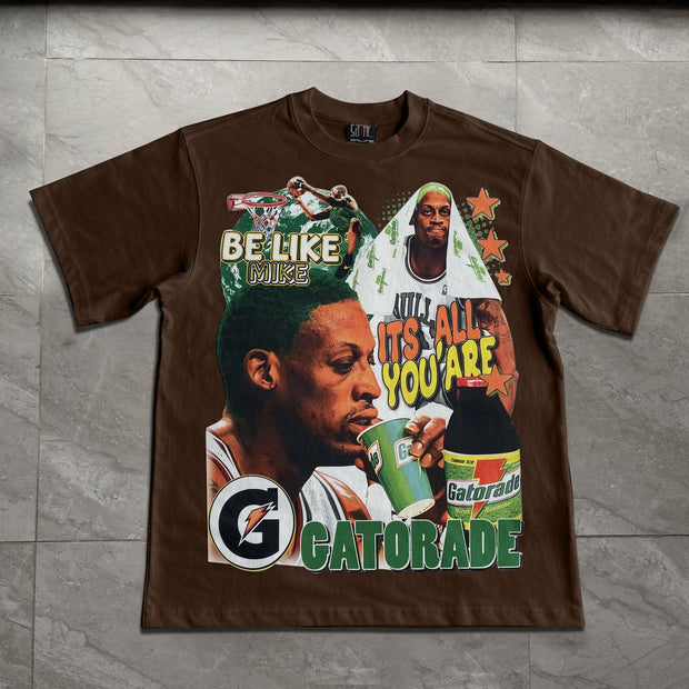 Casual sports college style printed T-shirt